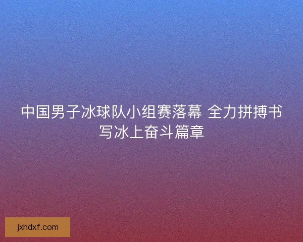 中国男子冰球队小组赛落幕 全力拼搏书写冰上奋斗篇章